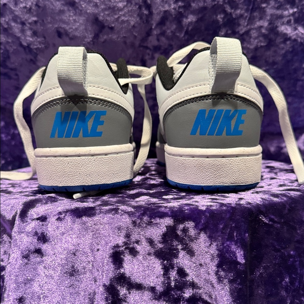 KIDS' NIKE BIG KID COURT BOROUGH LOW RECRAFT SNEAKERS  BLUE AND GREY~5Y - Picture 4 of 6